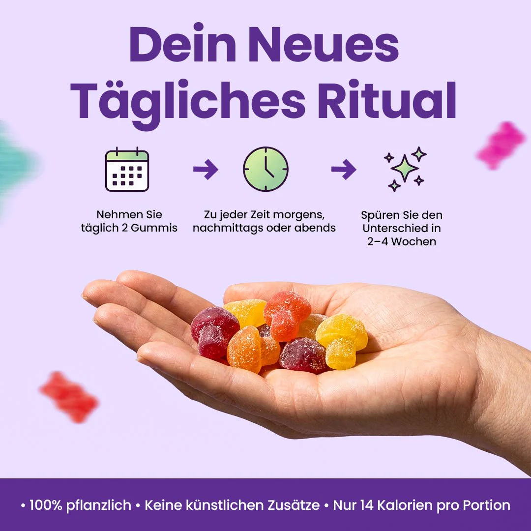 Focus & Calm Mushroom Gummies – 2500mg mit Lion’s Mane & Ashwagandha (80 pcs) - Image 8