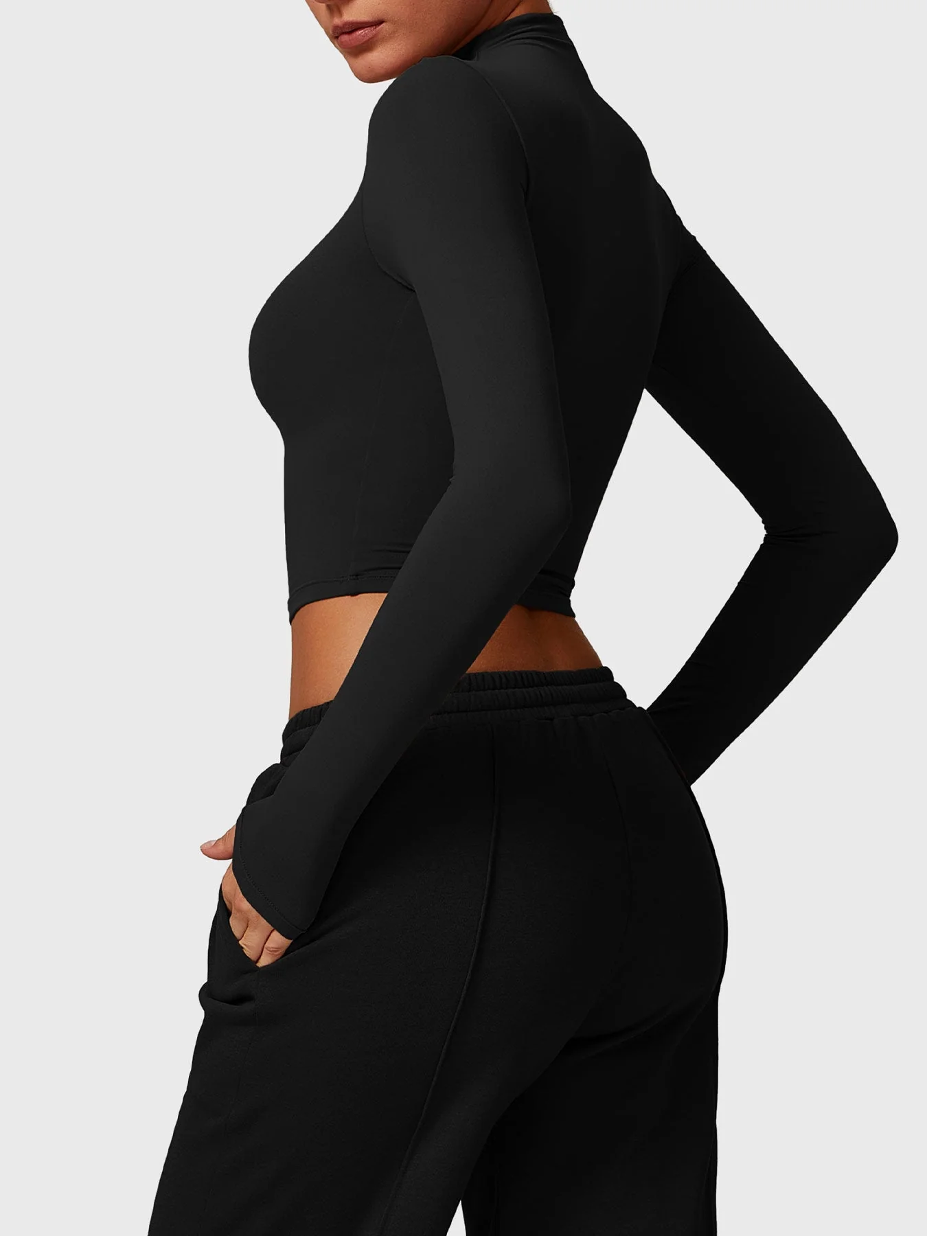 Ironfit Turtle Neck Long Sleeve Crop Top - Image 4