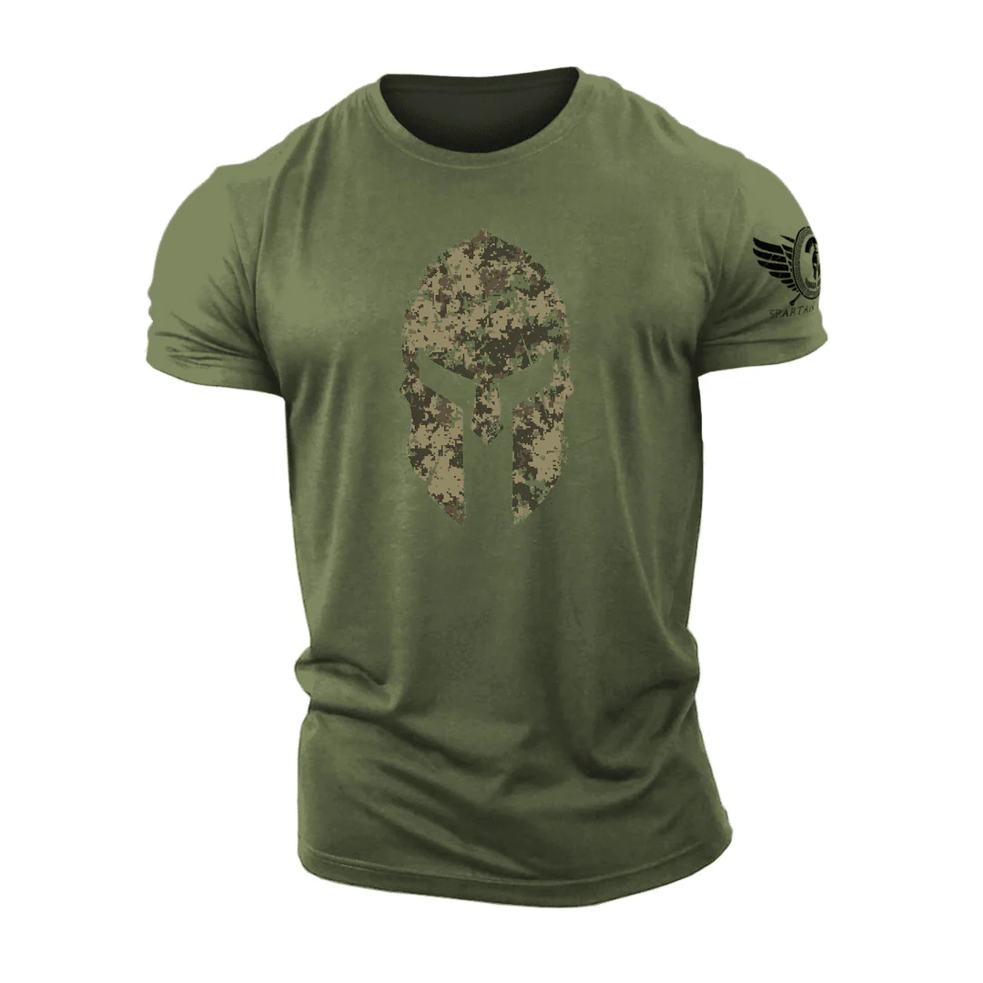 Spartan Helmet Woodland Camo - Gym T-Shirt - Image 3