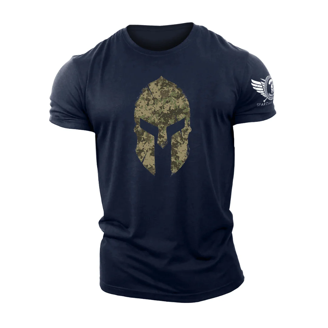 Spartan Helmet Woodland Camo - Gym T-Shirt - Image 5